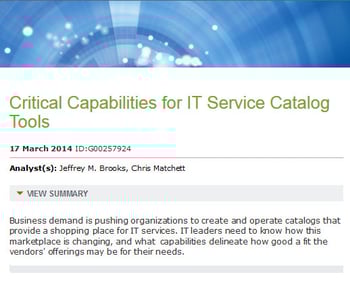 Gartner Service Catalog Critical Capabilities Report