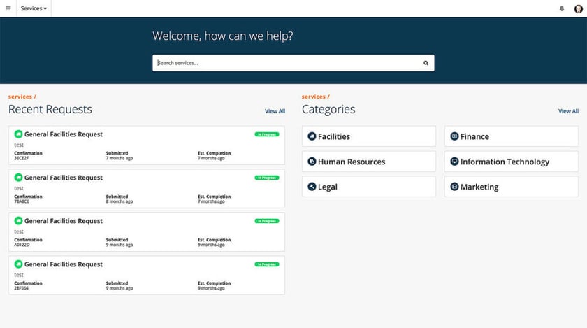 Enterprise self-service portal example