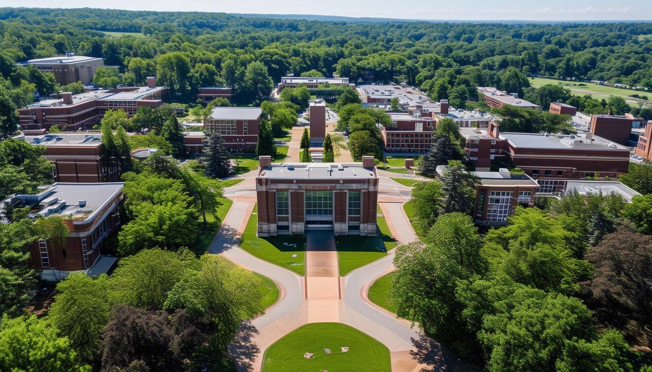 College campus from above